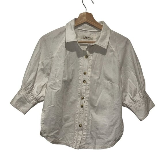 Free People We The Free  White Ellie Puff Sleeve Solid Top Womens size XS - Picture 2 of 9